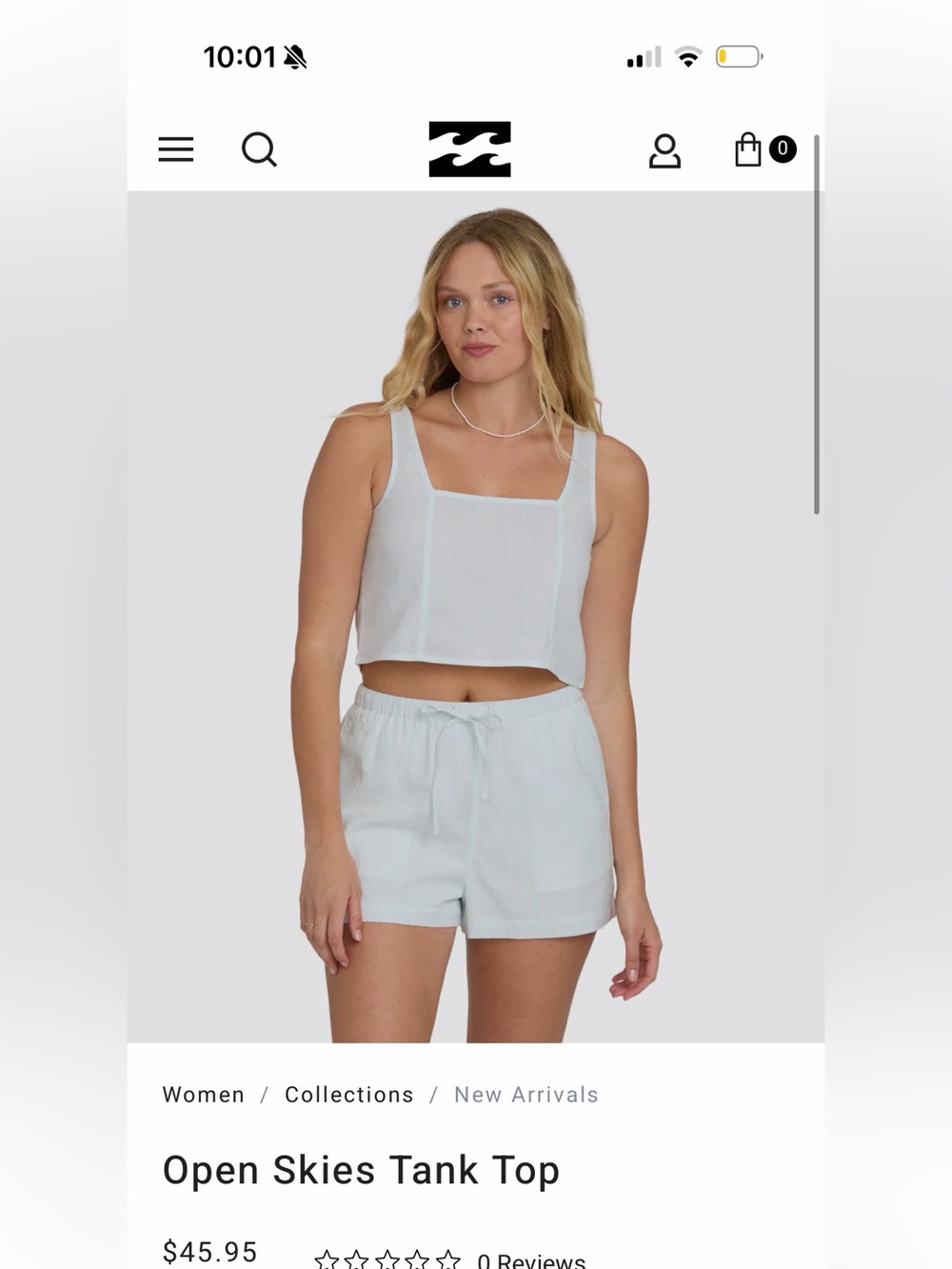 Women’s Matching SET Billabong Open Skies Woven Short and Crop Top Set S M